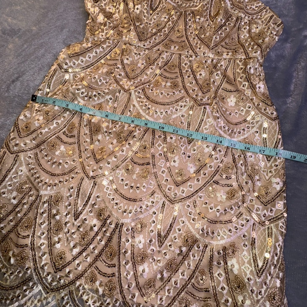 Hello Molly Nation Dress Sz 8 Gold Sequin Embroidered Party Holiday Gala Hoco - Picture 8 of 13